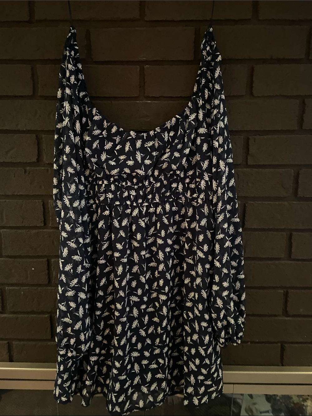 Lush Navy Blue Strapless Floral Sundress